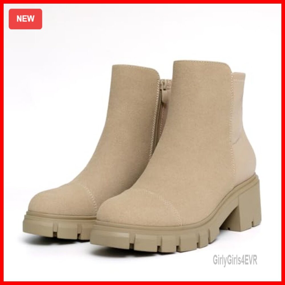 Platform Chelsea Booties with Side Zipper, Chunky Heel, Lug Sole - Picture 3 of 7